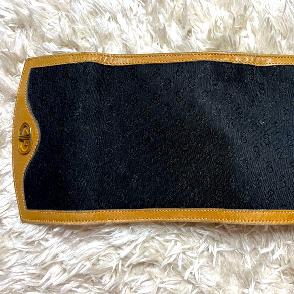 GUCCI Vintage Micro GG Logo Canvas Leather Bifold Wallet Black Sherry Line - Picture 13 of 13